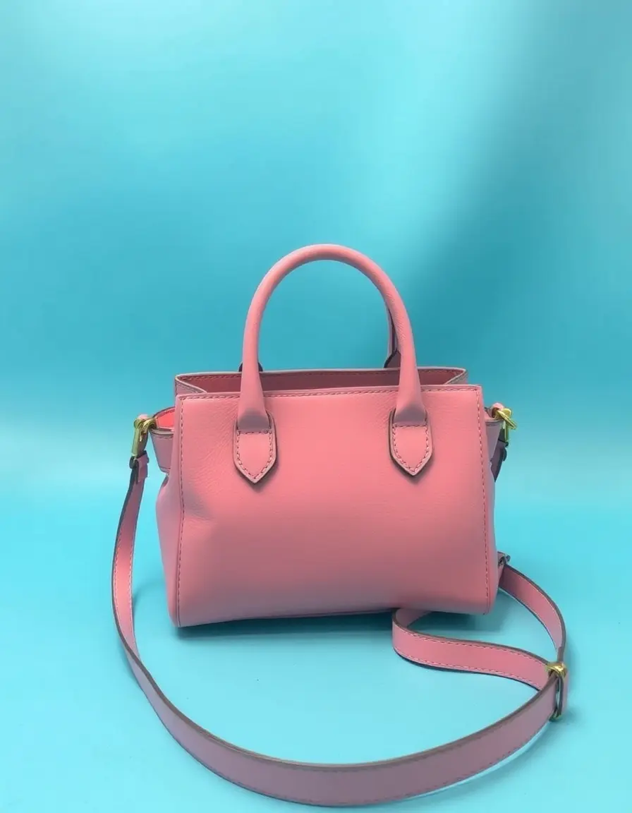 Petit sac à main en cuir rose pastel