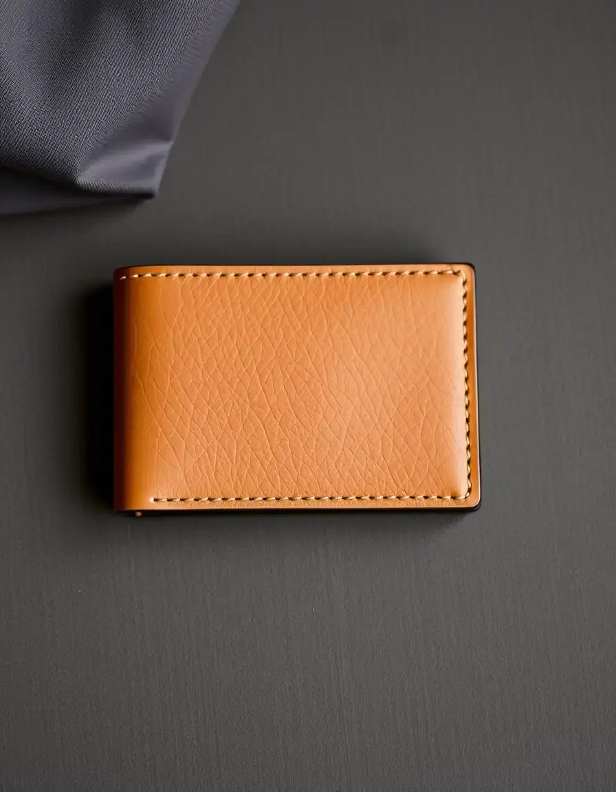 Portefeuille bifold en cuir vegan couleur tan