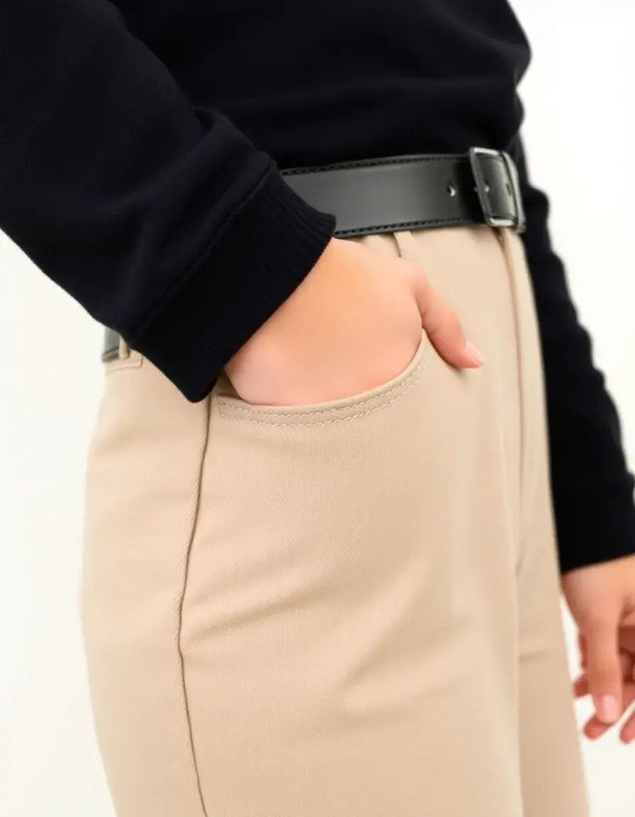 Ceinture en cuir vegan noir avec boucle argentée