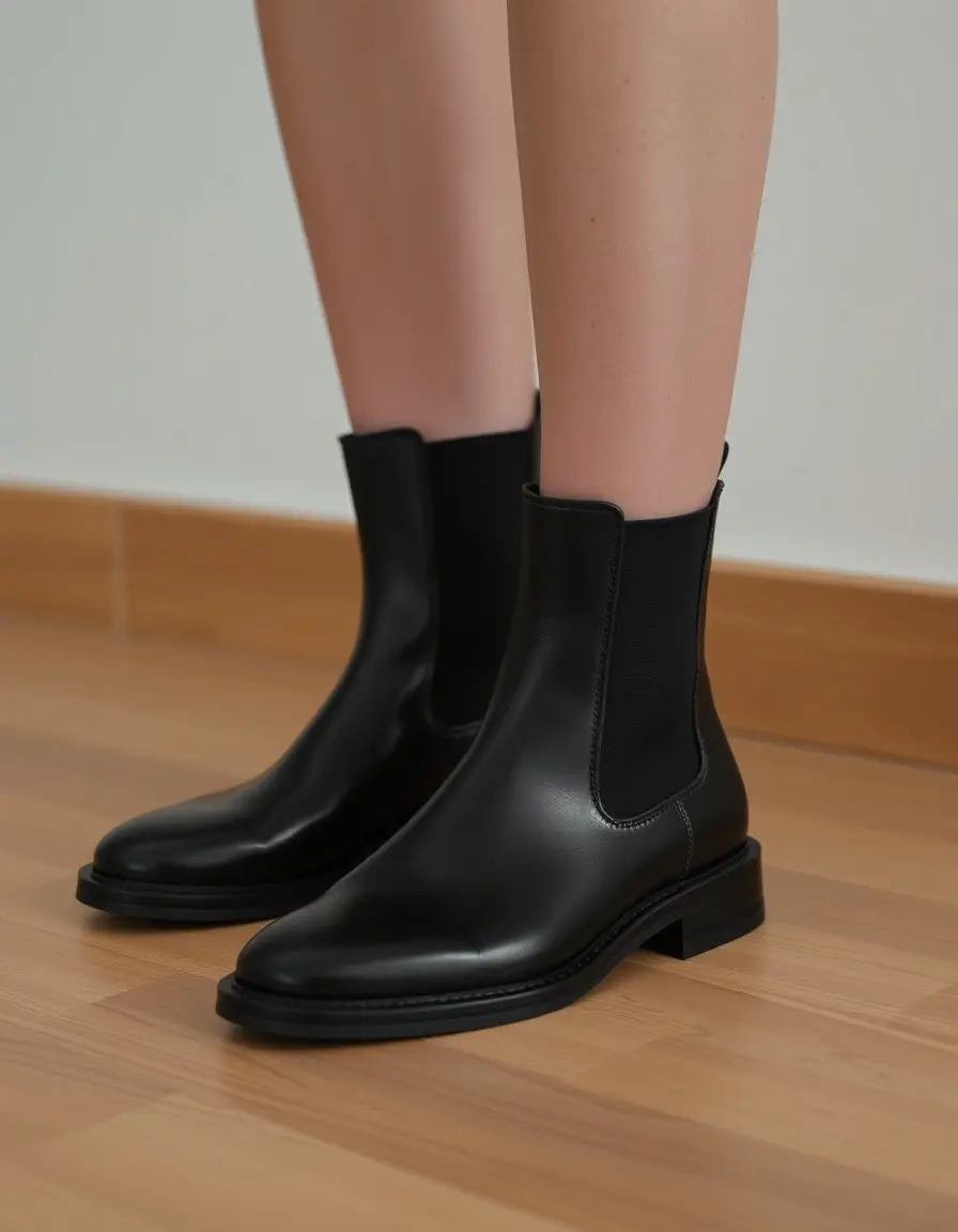 Bottines Chelsea en cuir noir pour femme style classique