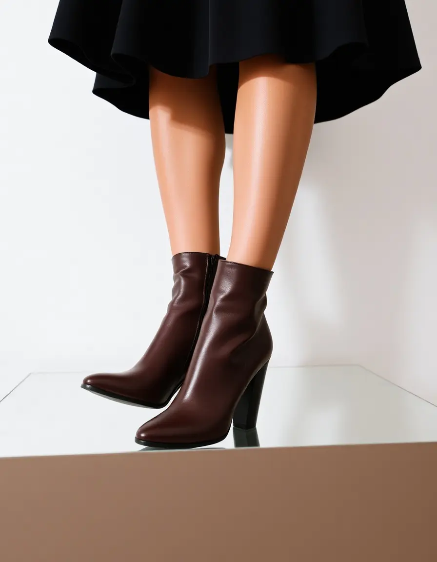 Bottines à talons en cuir élégantes pour femme
