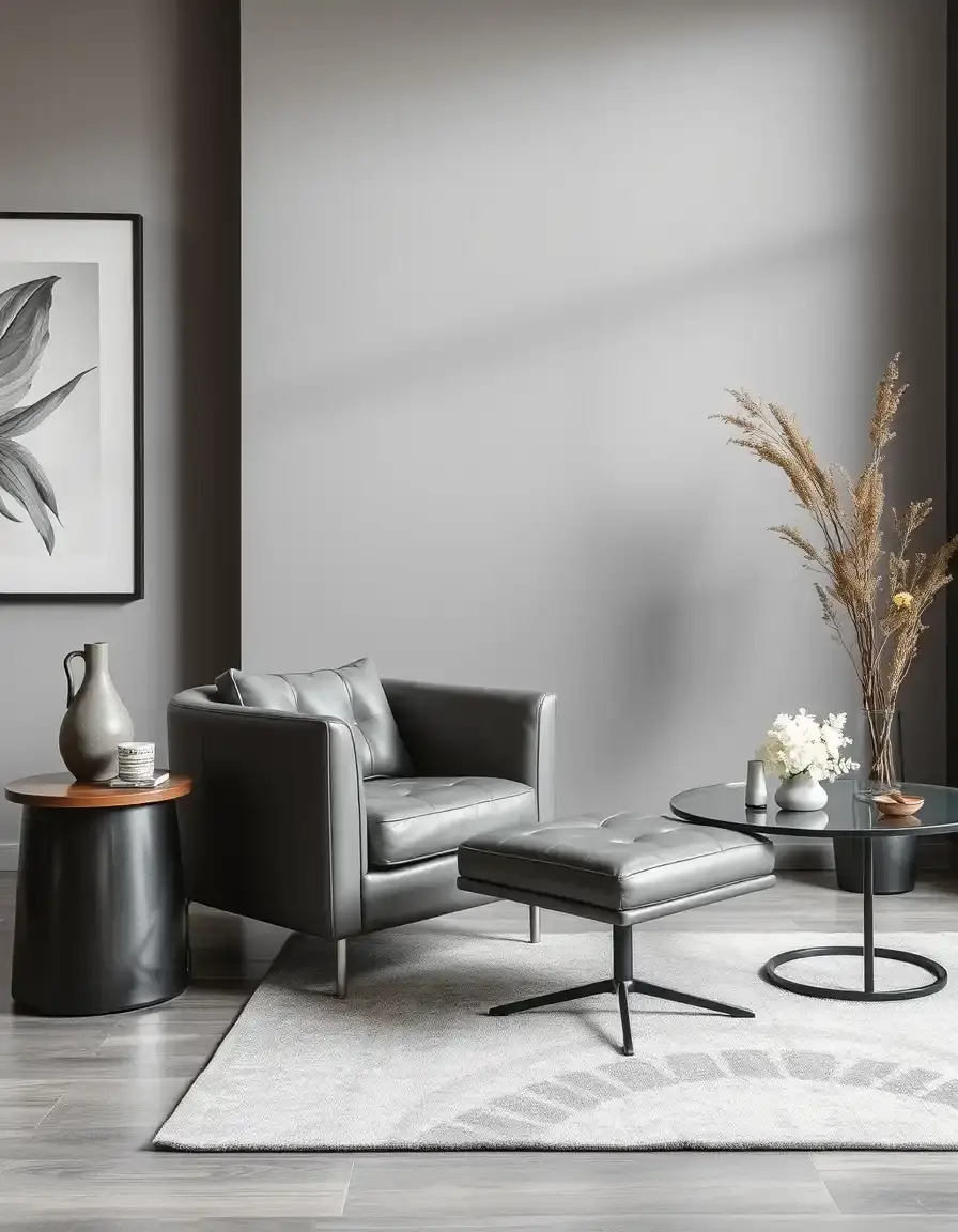 Fauteuil club cuir gris contemporain