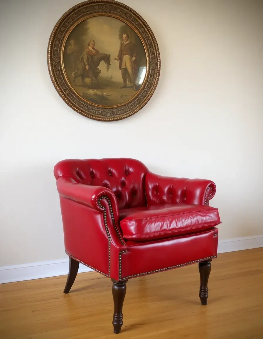 Fauteuil club cuir rouge vintage