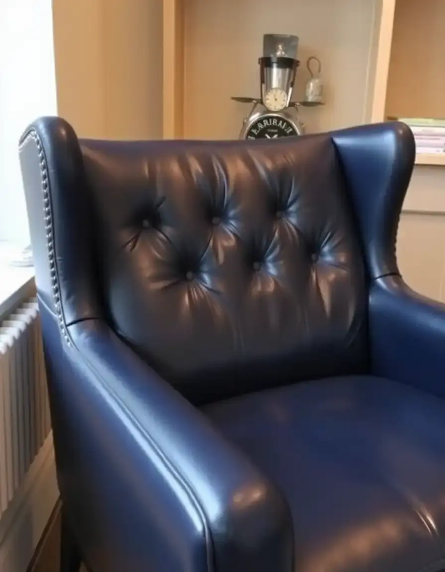 Fauteuil club cuir bleu marine