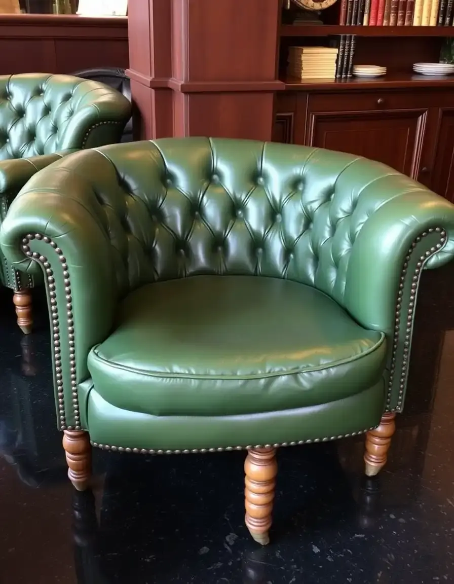 Fauteuil club cuir vert forêt