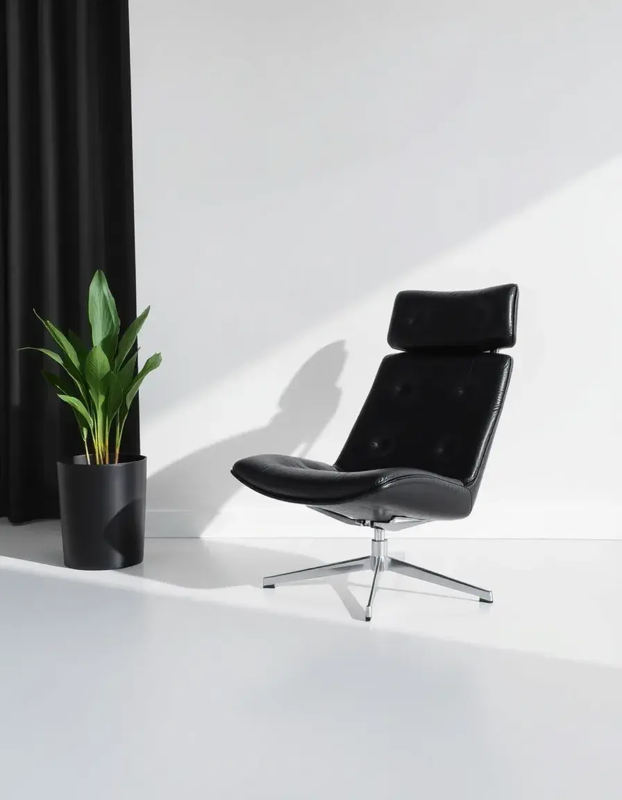 Fauteuil moderne en cuir noir minimaliste