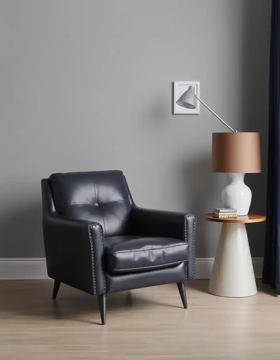 Fauteuil d'appoint en cuir bleu marine
