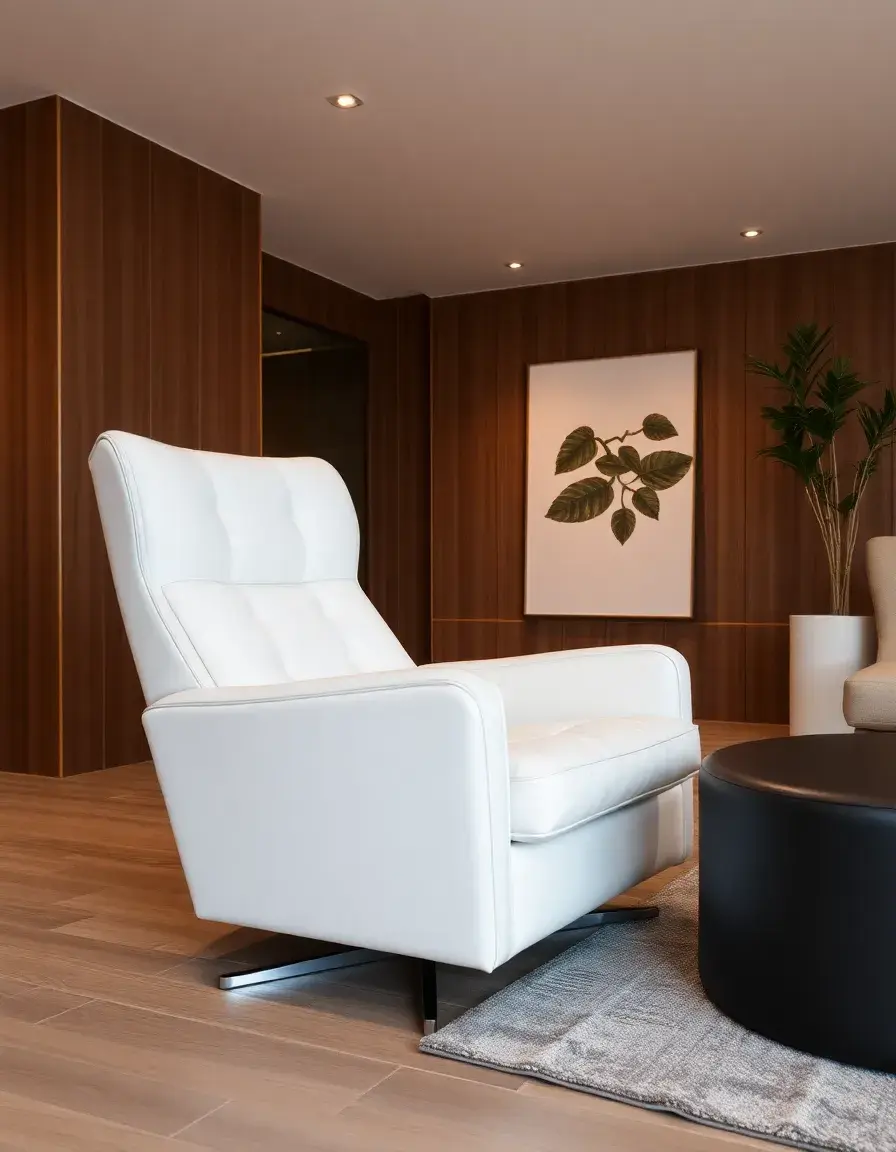 Fauteuil lounge en cuir blanc moderne