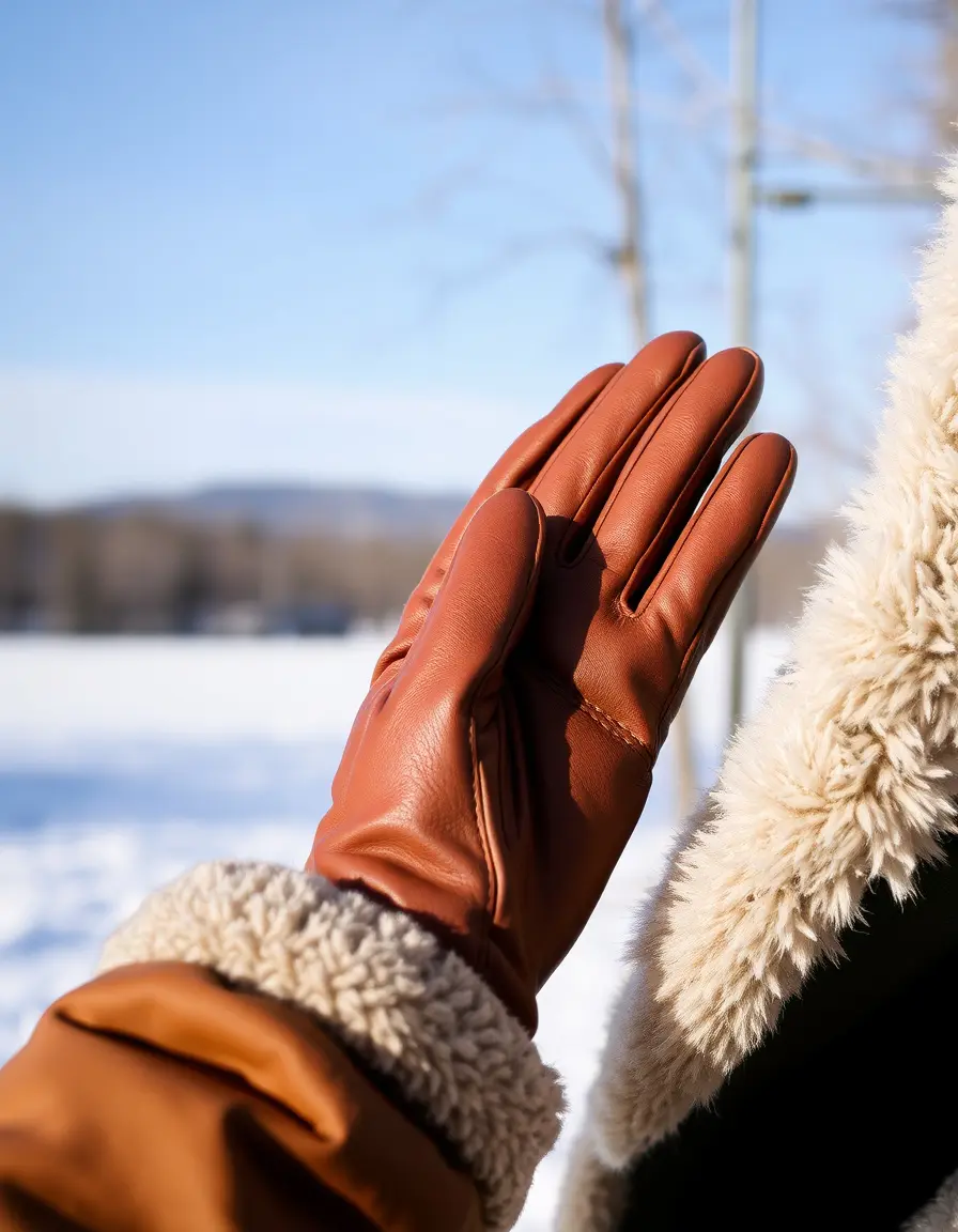 Gants d'hiver en cuir marron doublés pour homme