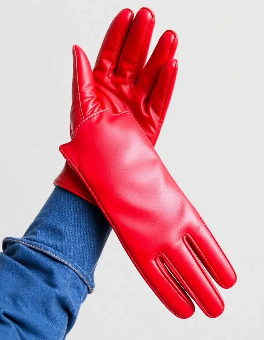 Gants de mode en cuir rouge vif pour homme