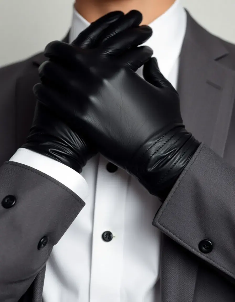 Gants de cérémonie fins en cuir noir