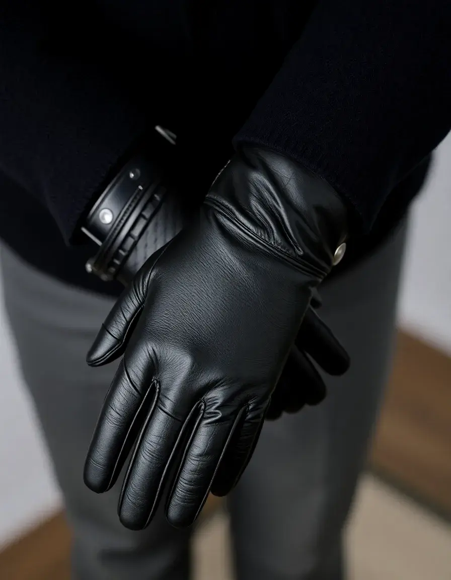 Gants classiques en cuir noir pour homme style élégant