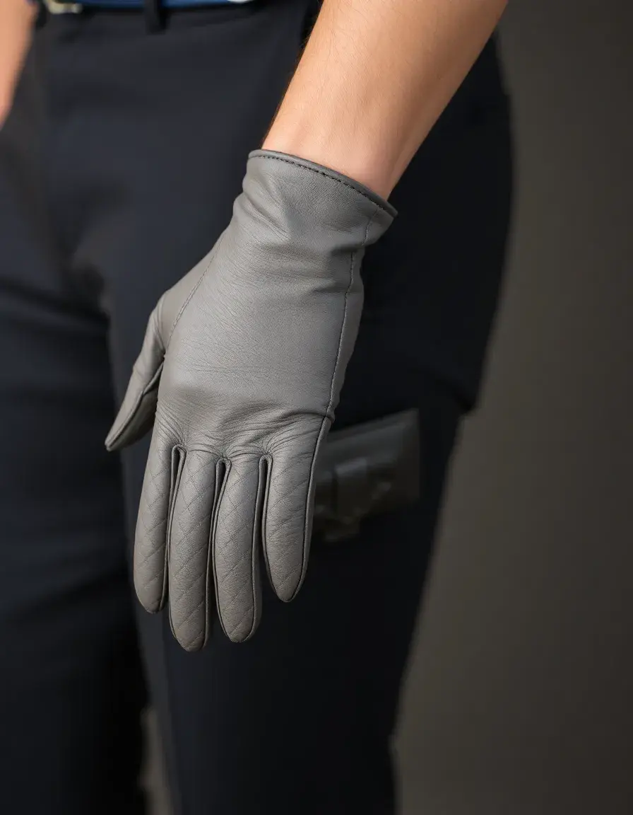 Gants longs en cuir gris pour homme protection poignet