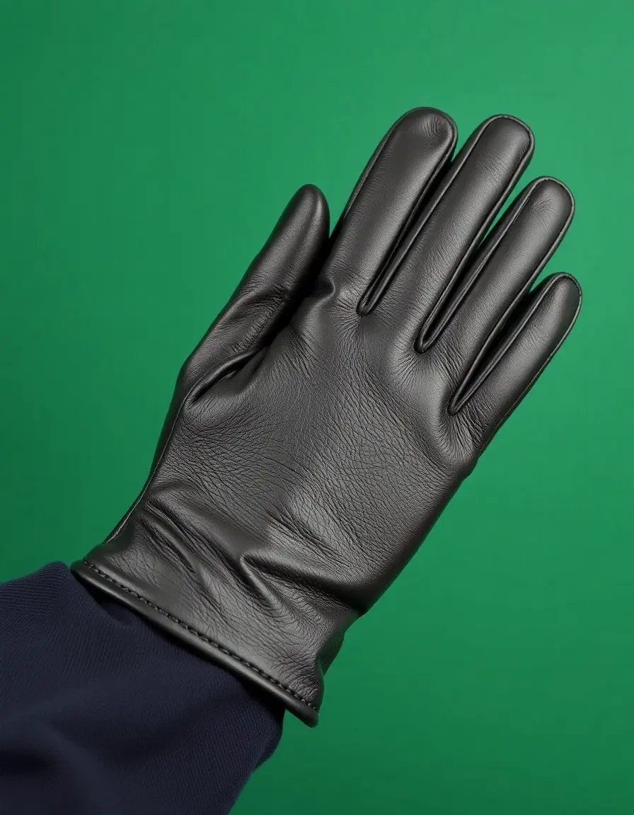 Gants en cuir noir homme en veau pleine fleur