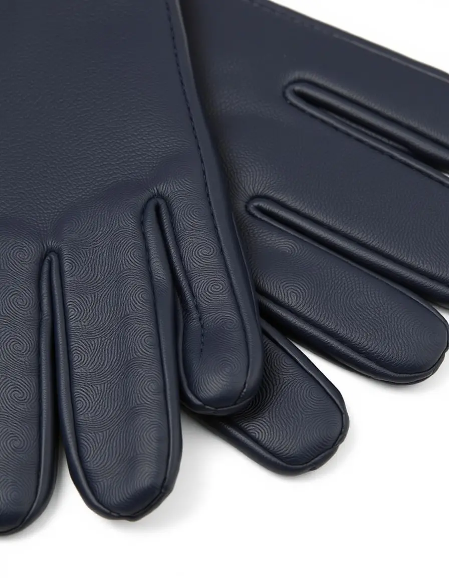 Gants en cuir bleu marine homme pleine fleur