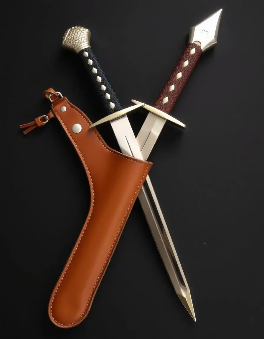 Support d'épée en cuir de couleur fauve