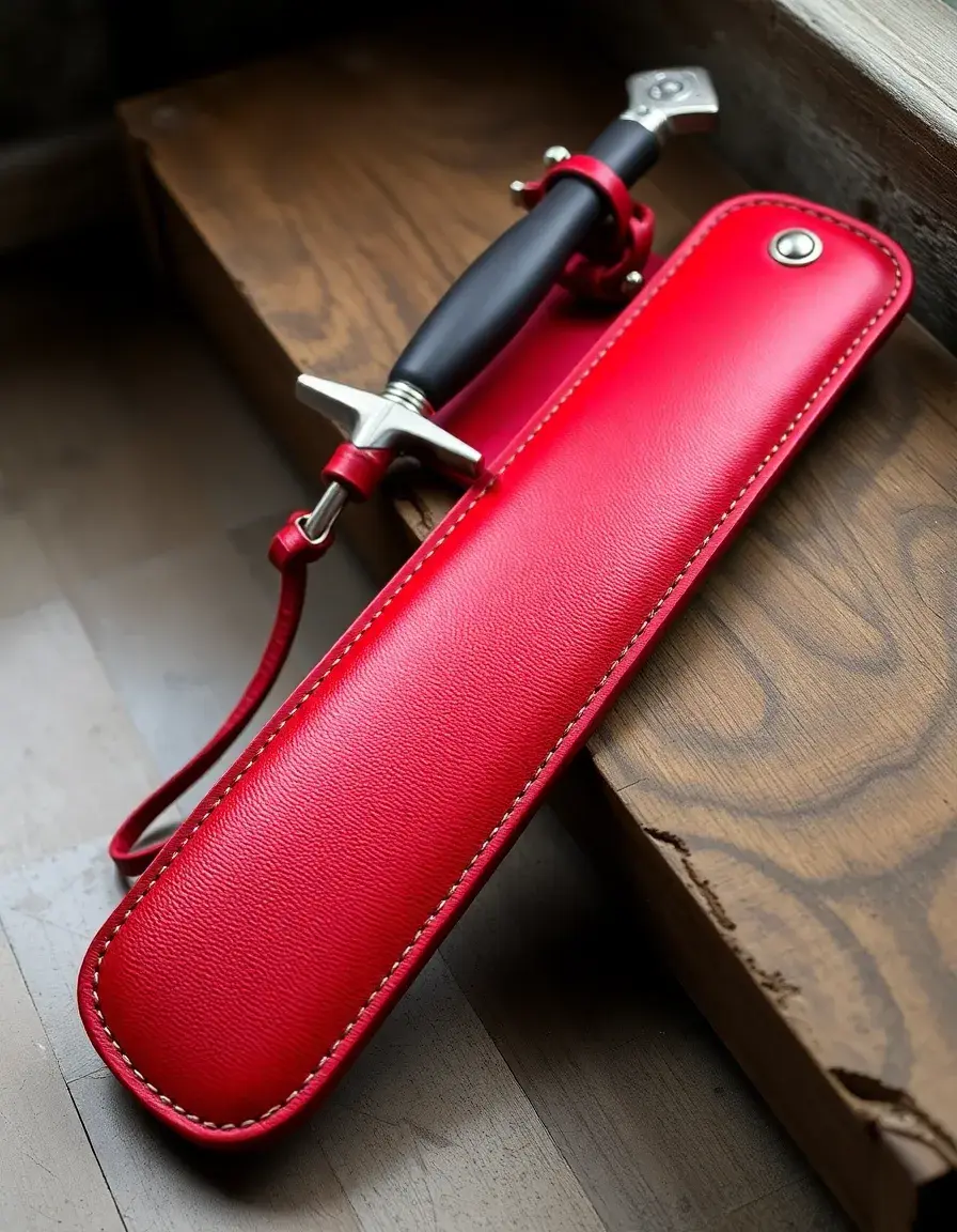 Étui de protection pour épée en cuir rouge