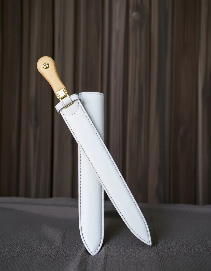 Grip de poignée d'épée en cuir blanc