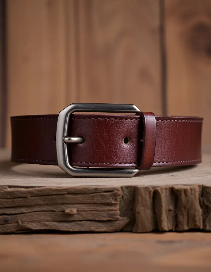 Ceinture large en cuir marron pour femme