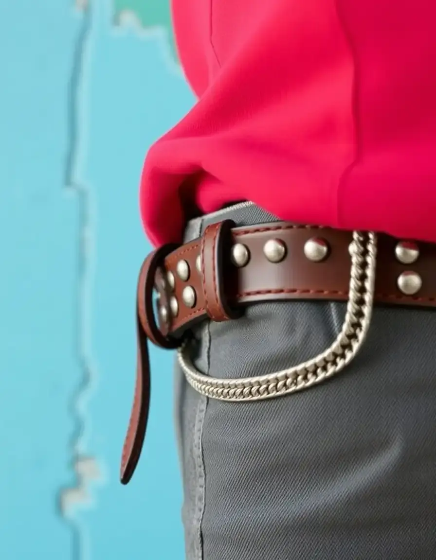Ceinture en cuir cloutée pour femme