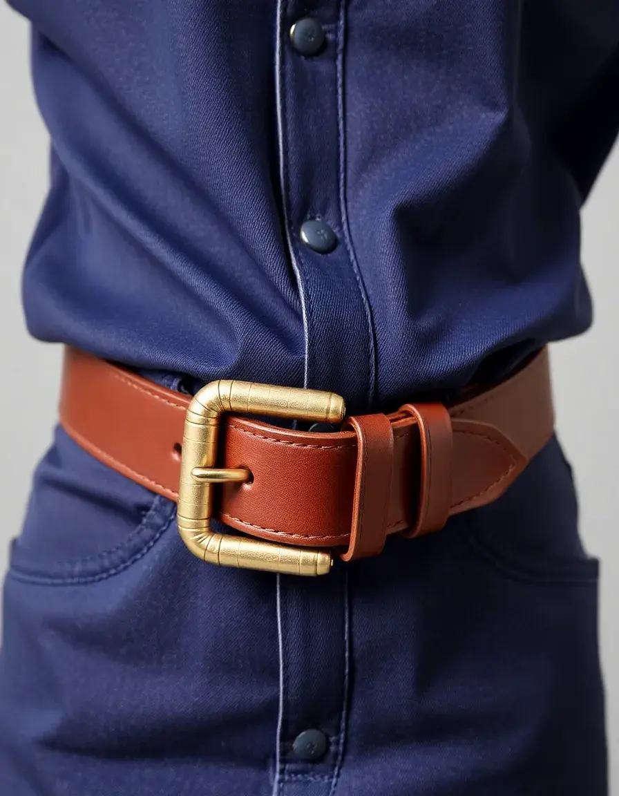 Ceinture cuir femme avec grande boucle dorée