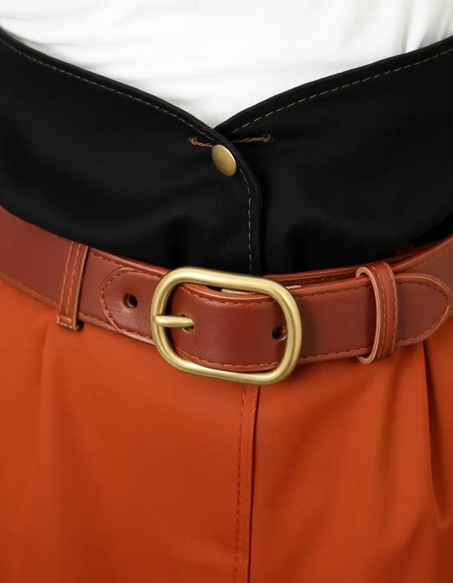 Ceinture de taille large en cuir noir
