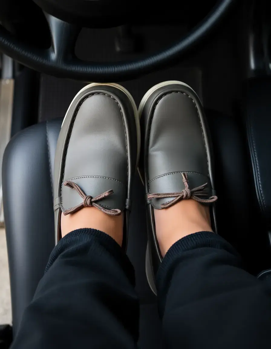 Mocassin de conduite en cuir gris