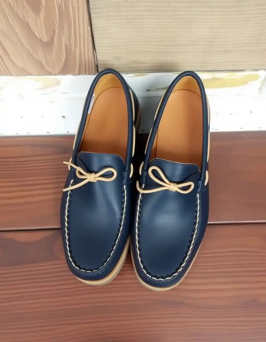 Mocassin bateau cuir bleu marine