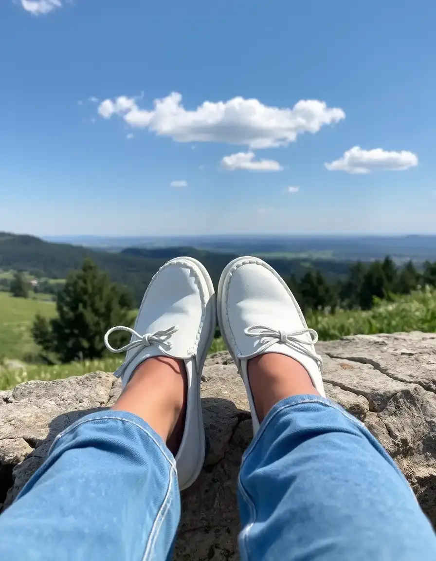 Mocassin cuir blanc été