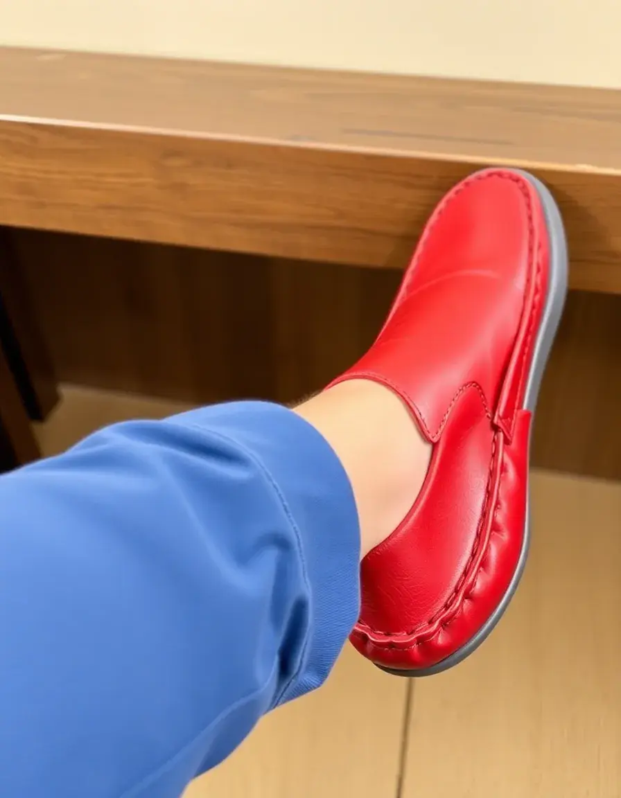 Mocassin slip-on en cuir rouge vif homme
