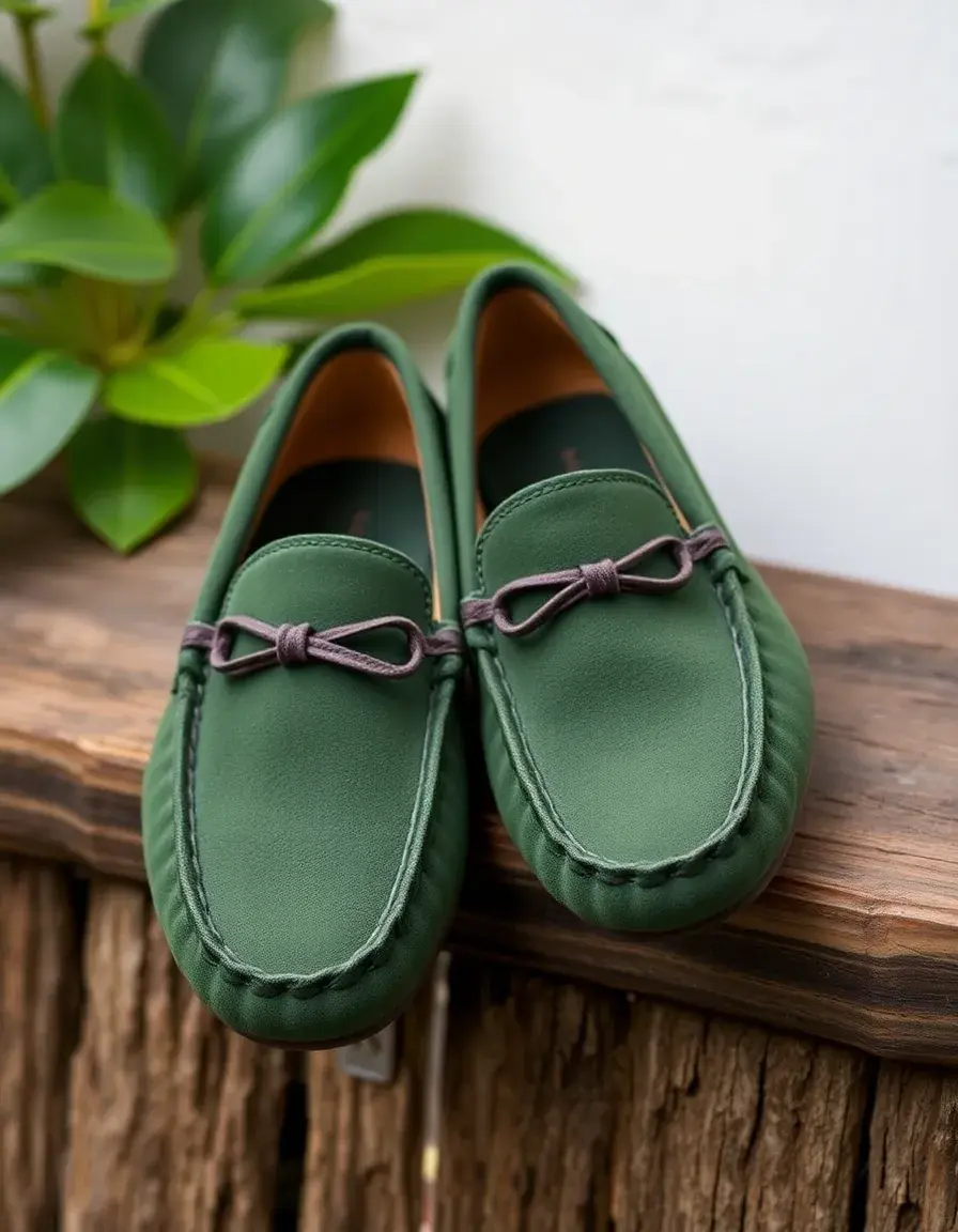 Mocassin en daim vert forêt pour homme