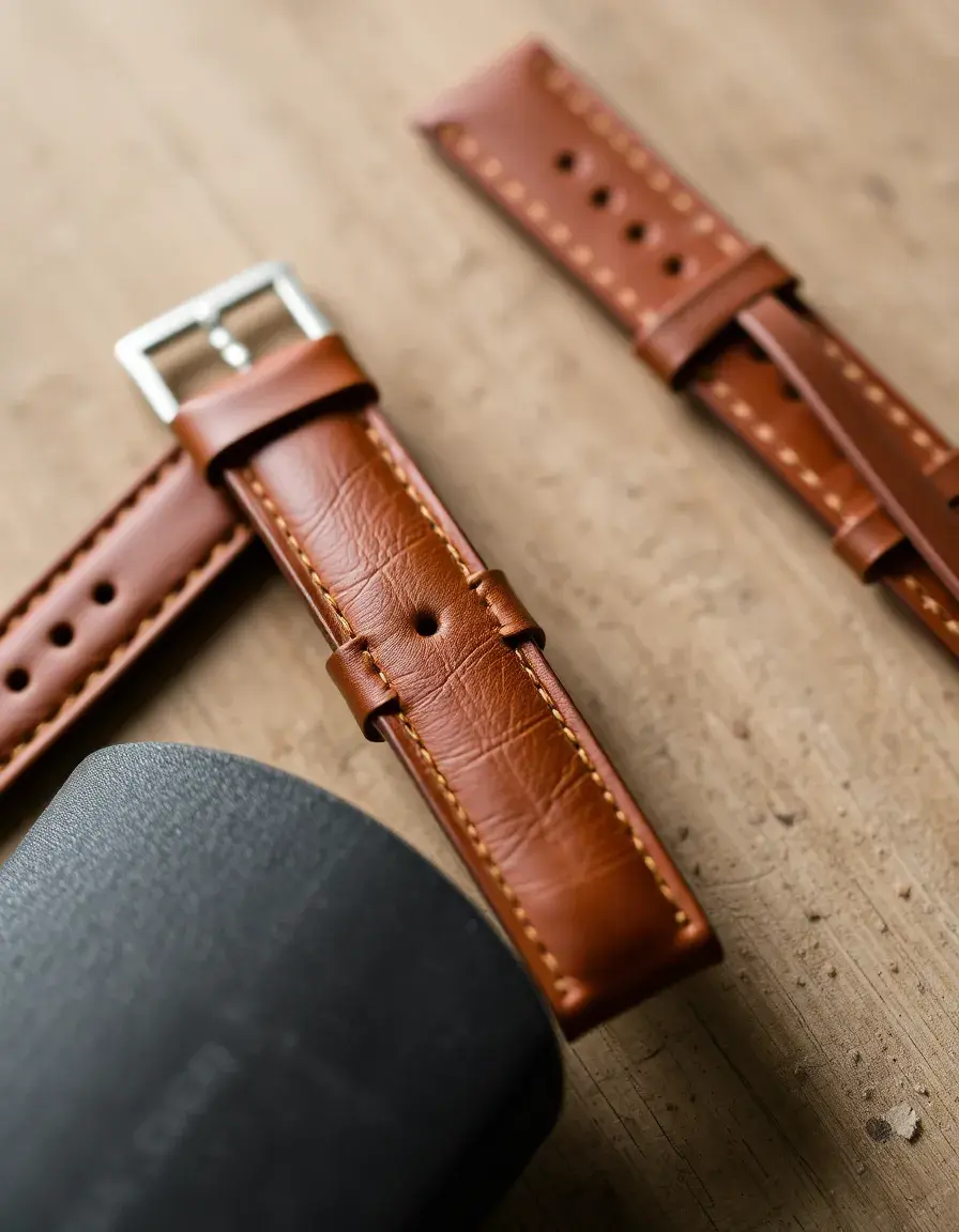 Bracelet montre cuir de veau marron souple