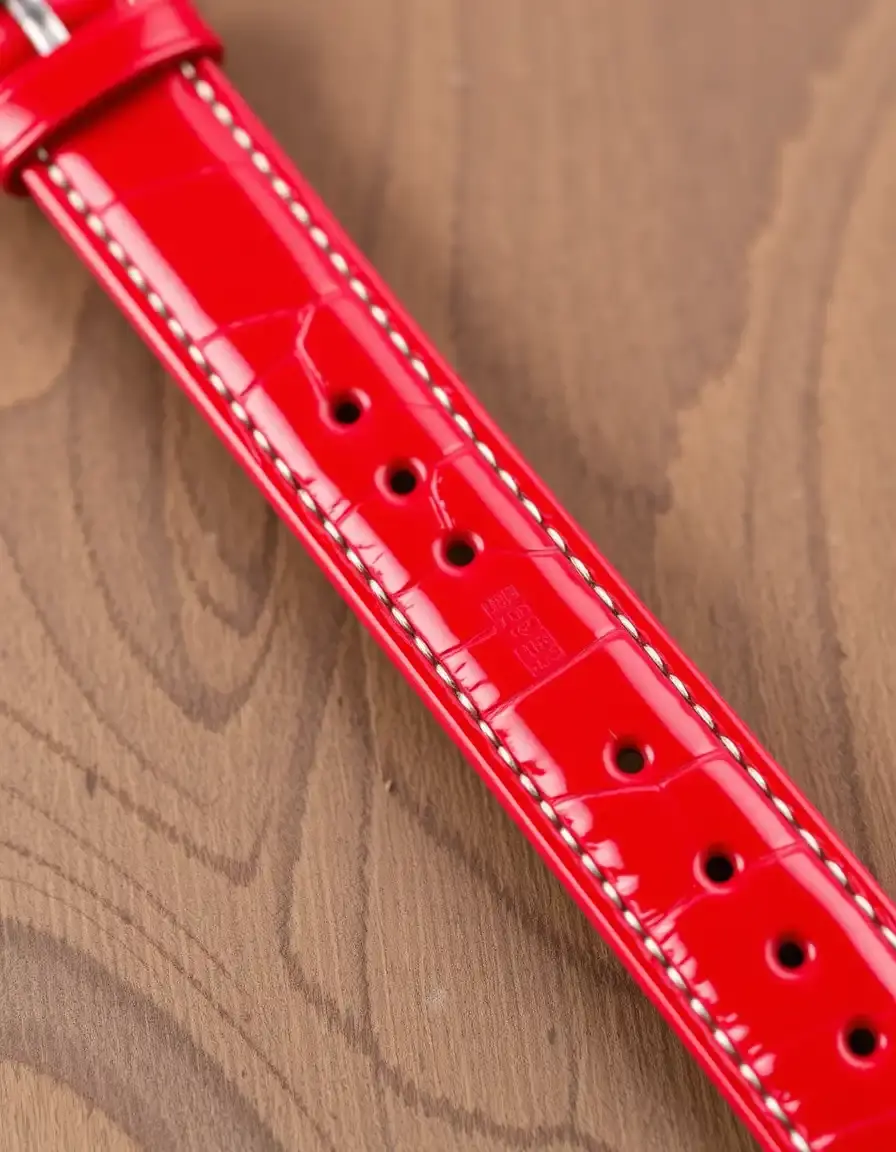 Montre bracelet cuir verni rouge brillant