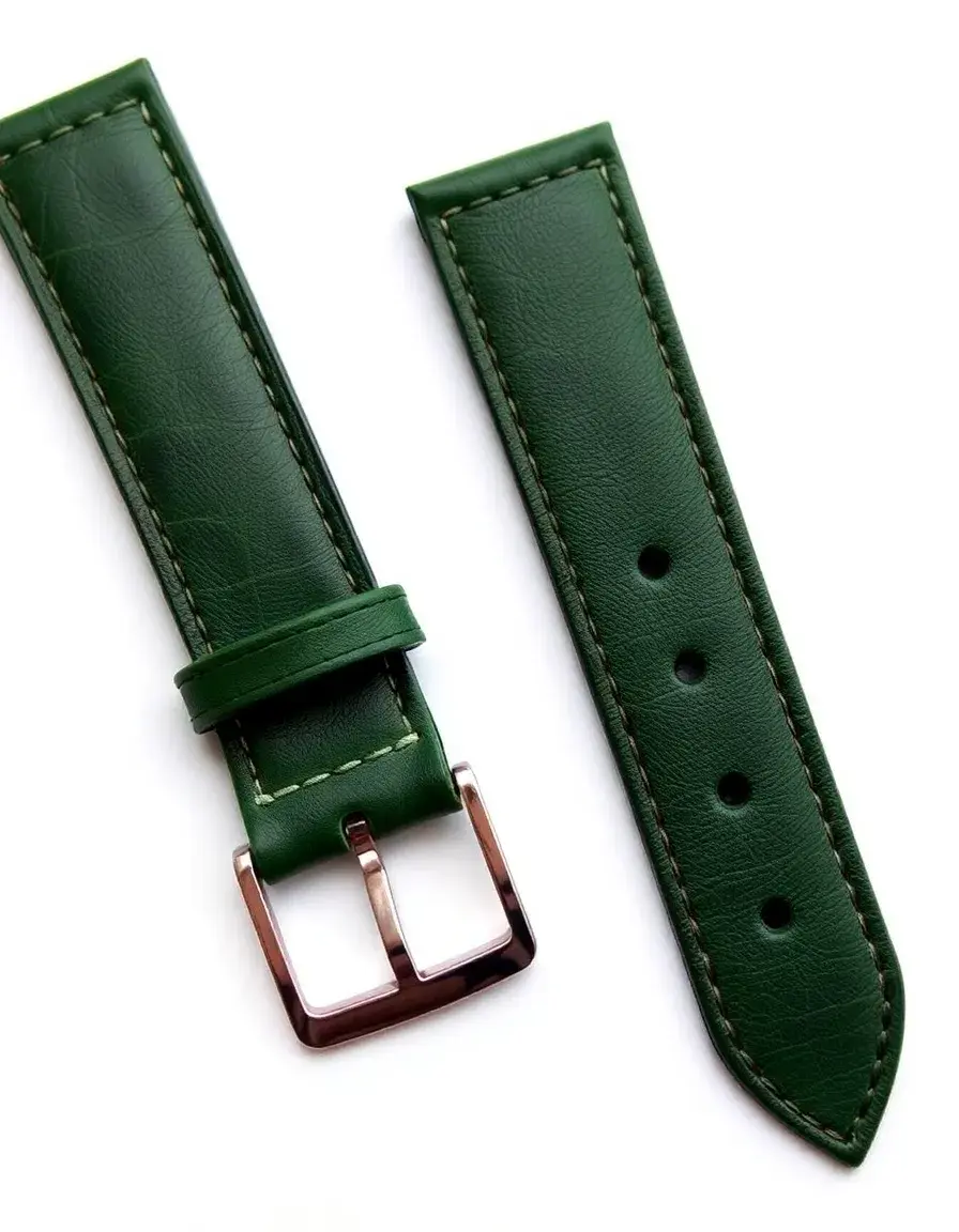Montre bracelet cuir vachette vert forêt robuste