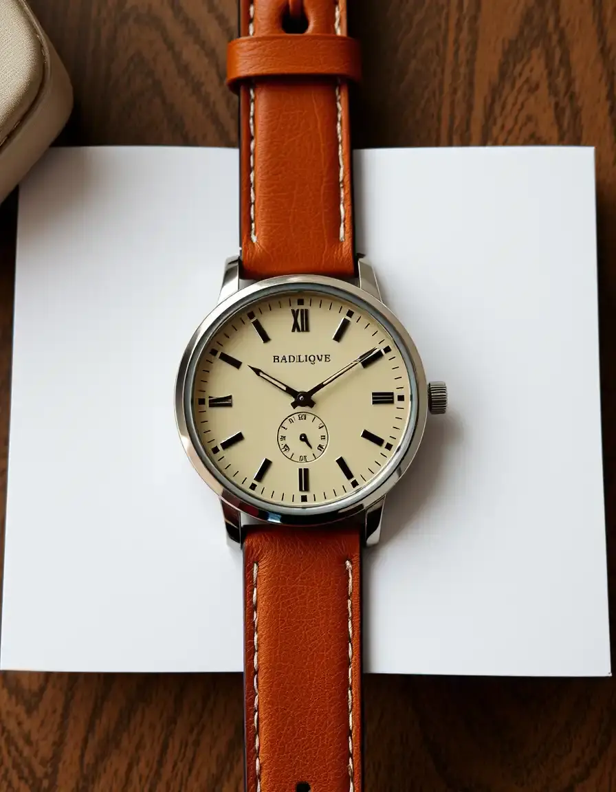 Montre analogique homme avec bracelet en cuir tan havane