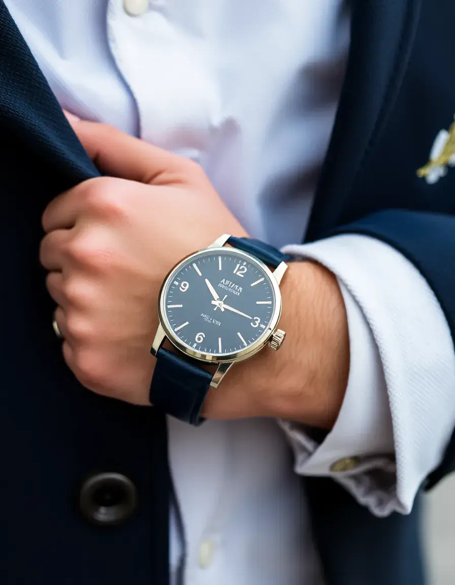 Montre aviateur homme cuir bleu marine