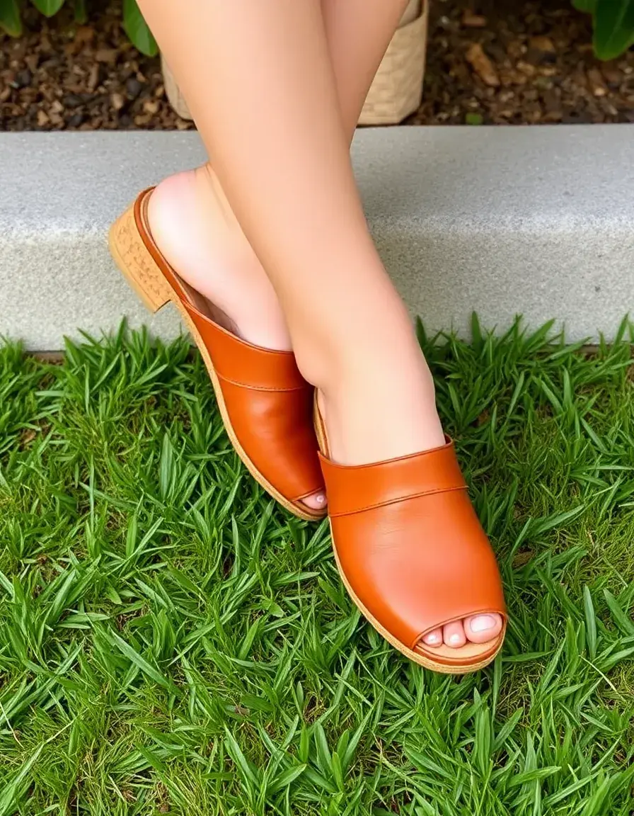Mules homme couleur tan avec semelle en liège ergonomique