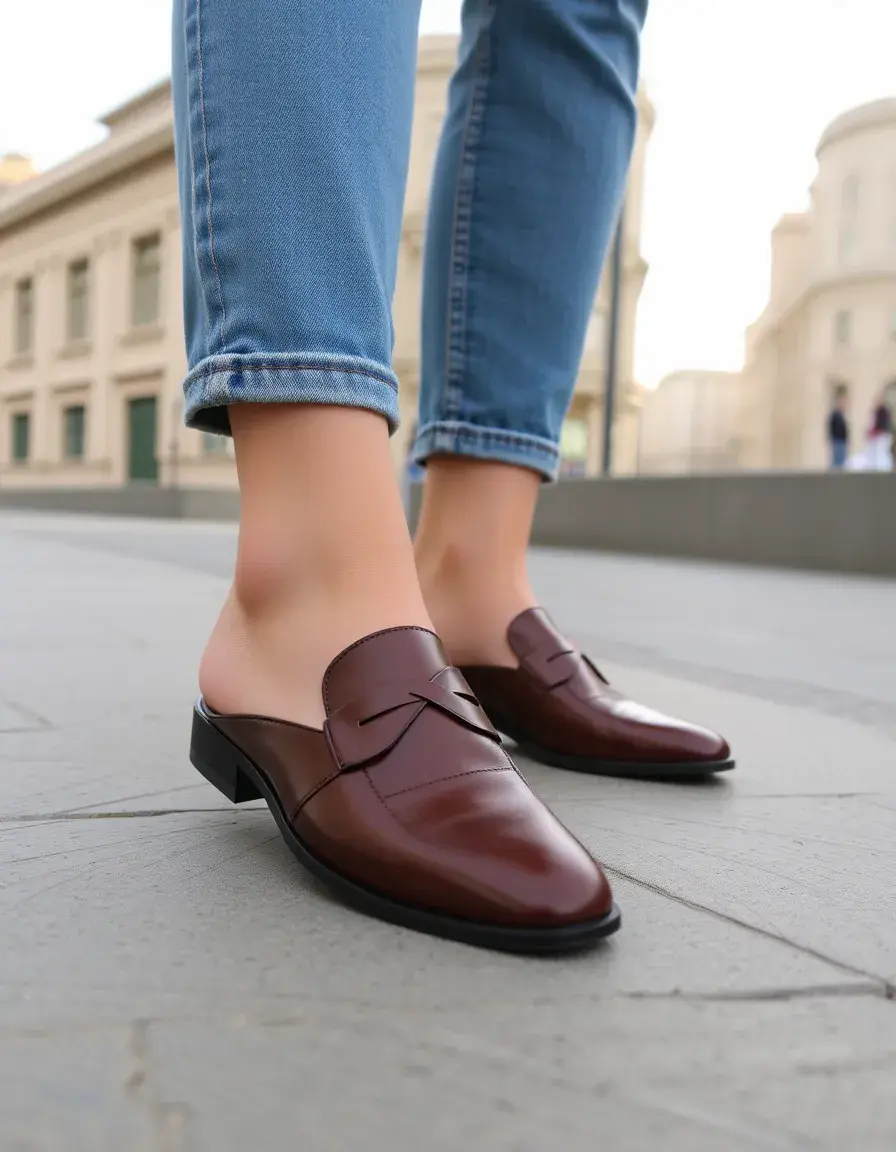 Mules homme cuir marron design moderne