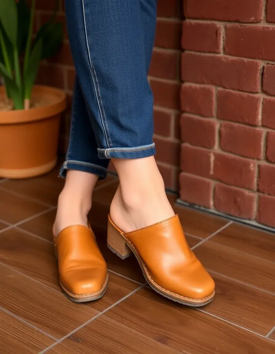 Sabots homme en cuir tan style authentique