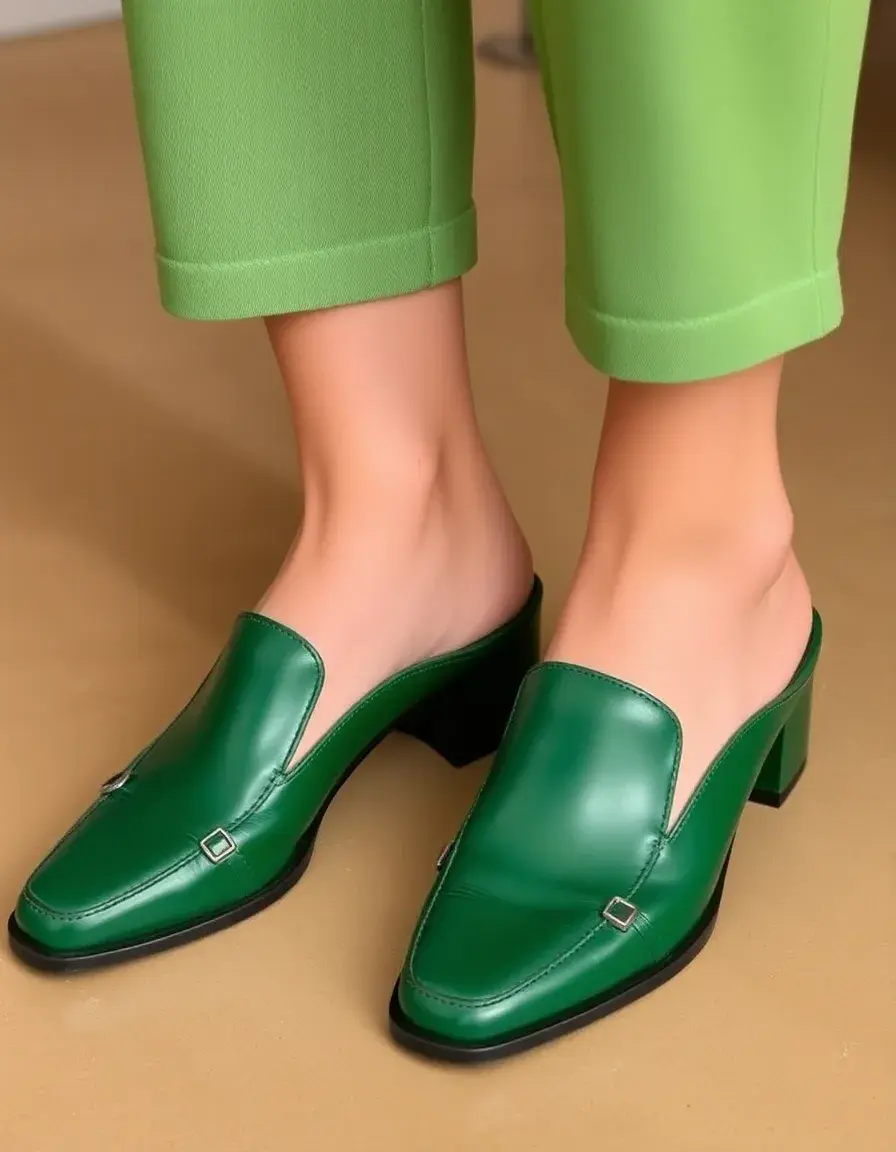 Mules homme cuir vert forêt robustes