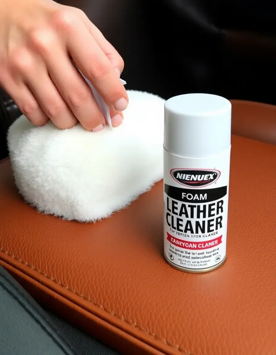 Nettoyant pour cuir en mousse sur une chaussure en cuir pleine fleur
