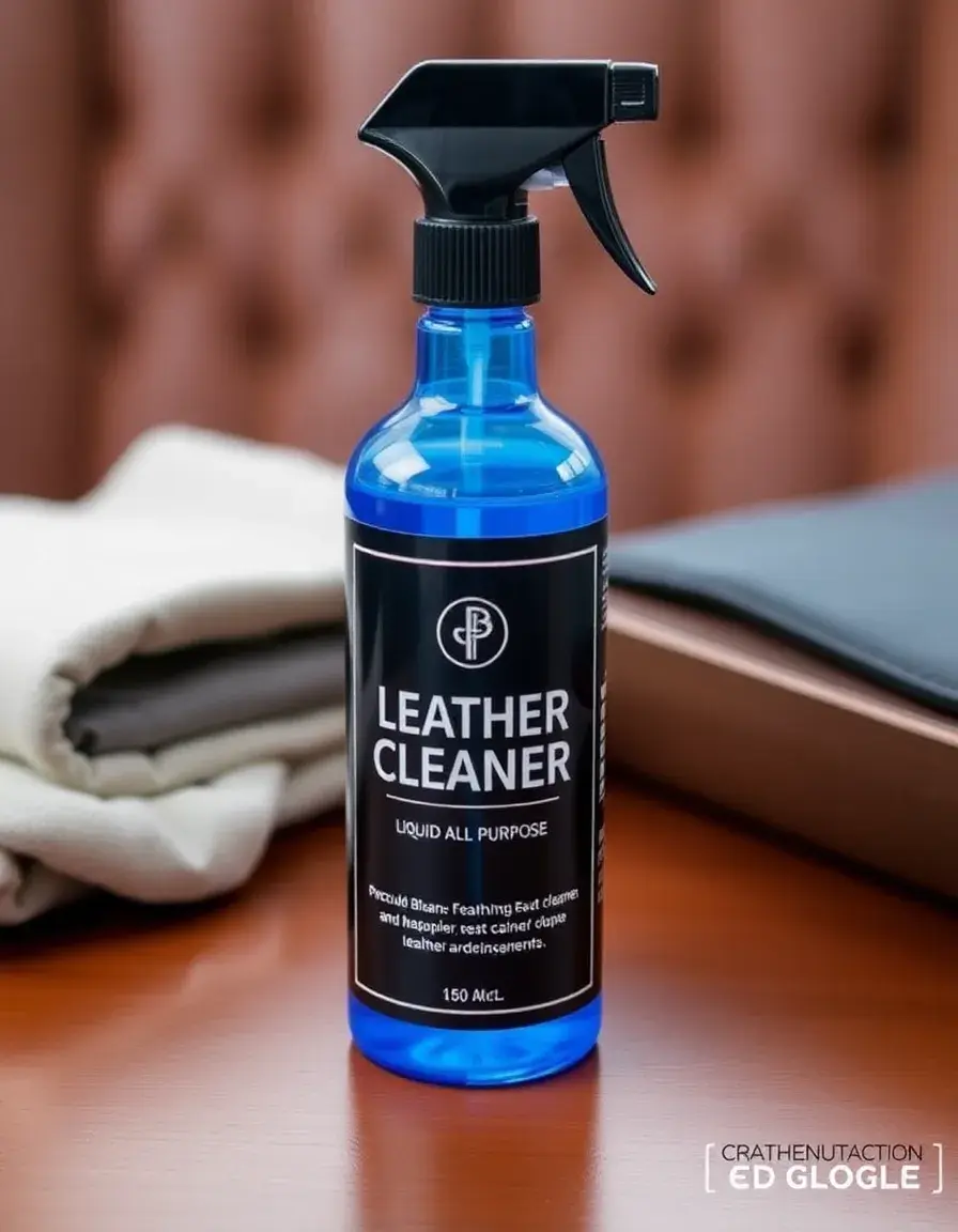 Bouteille de nettoyant liquide pour cuir avec chiffon microfibre