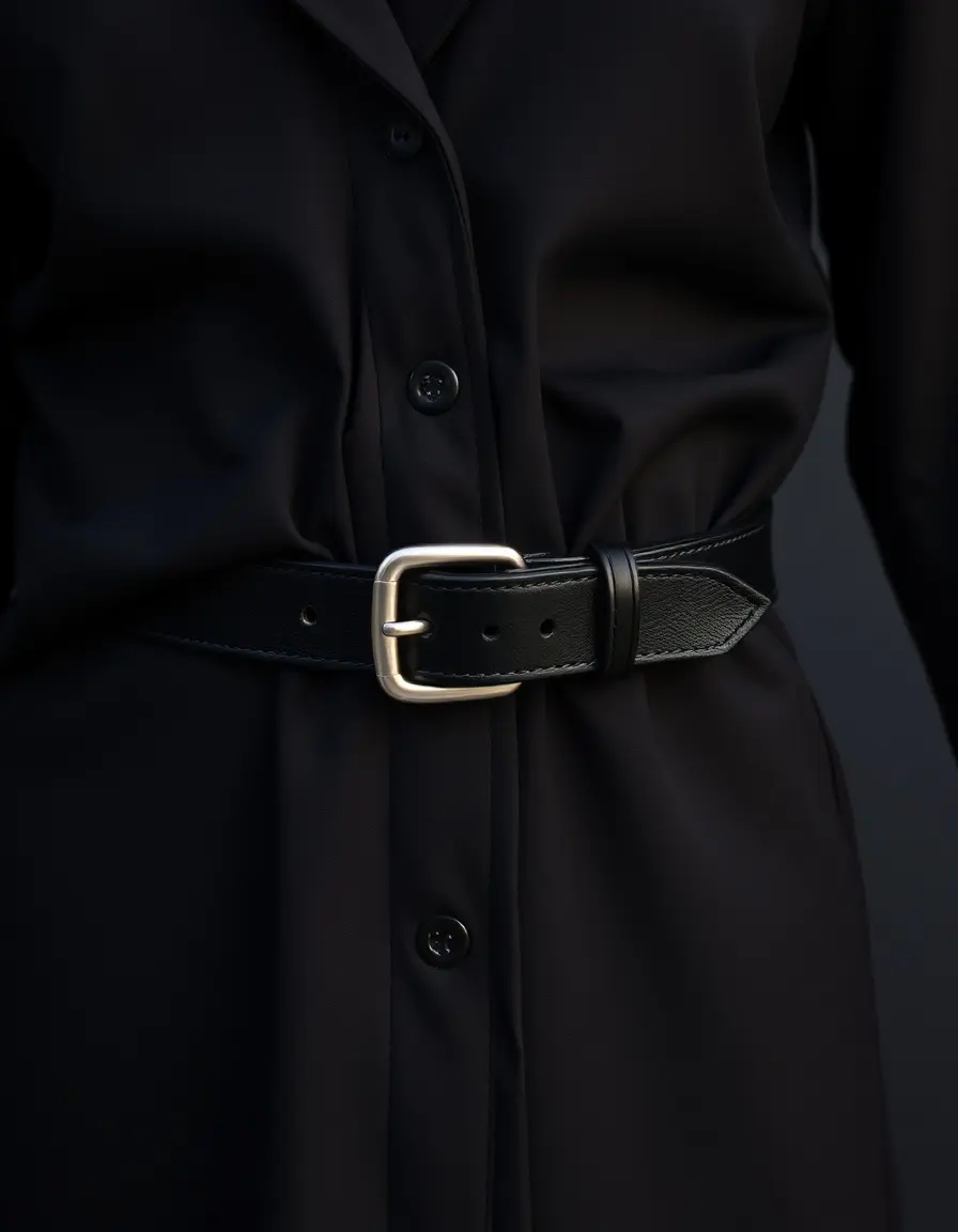 Ceinture de costume homme en cuir noir lisse élégante