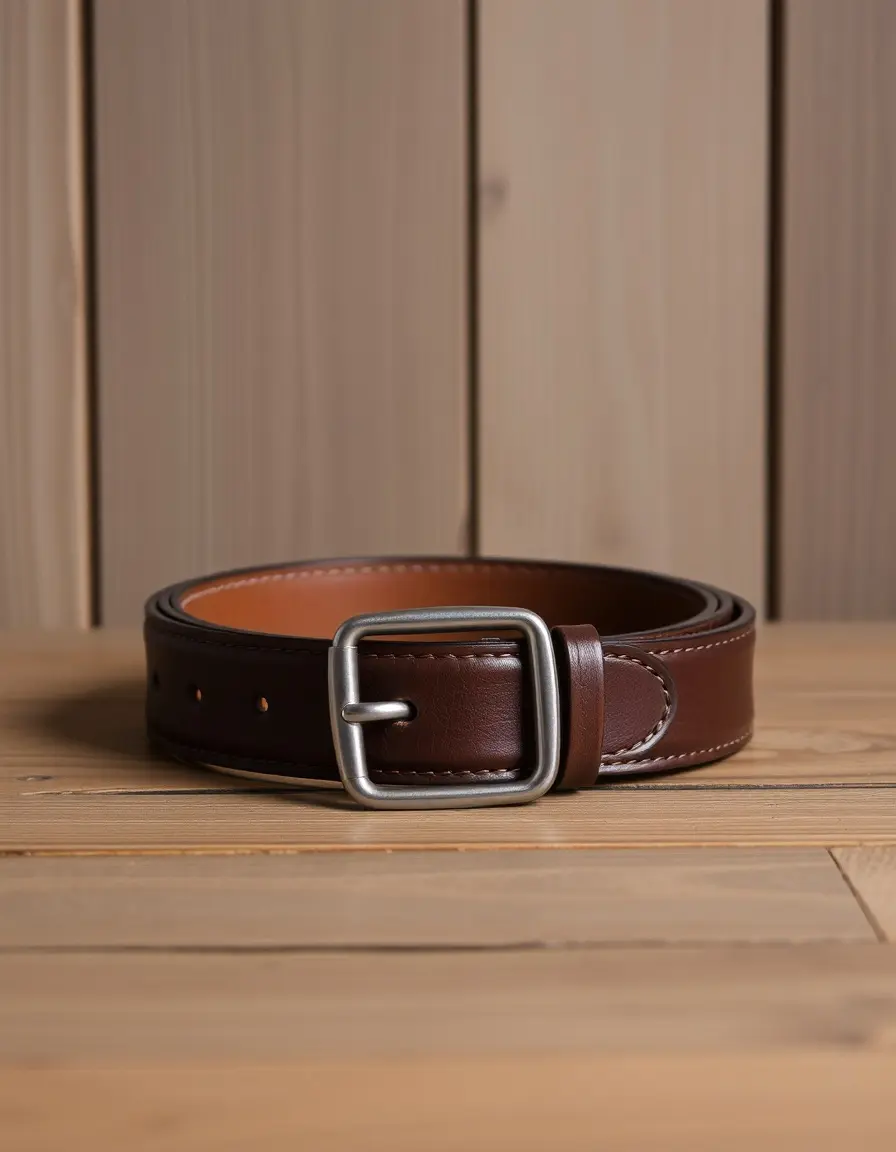 Ceinture cuir marron casual pour homme style décontracté