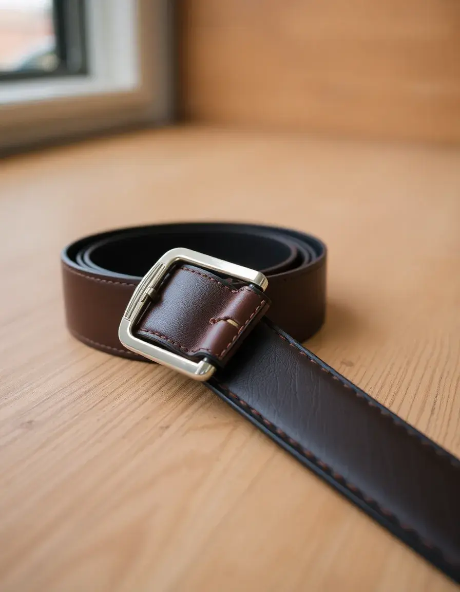 Ceinture homme avec boucle métallique travaillée et cuir de qualité