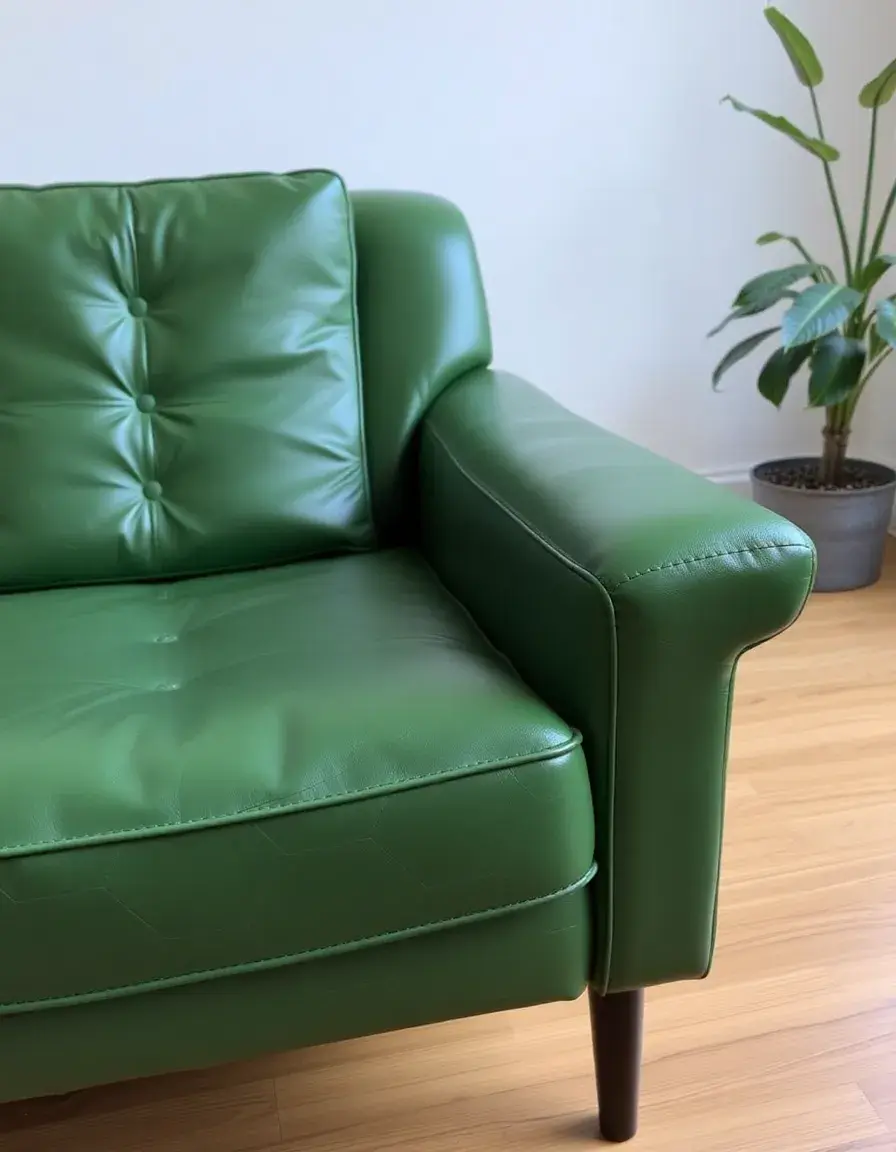 Canapé en cuir vert style années 50