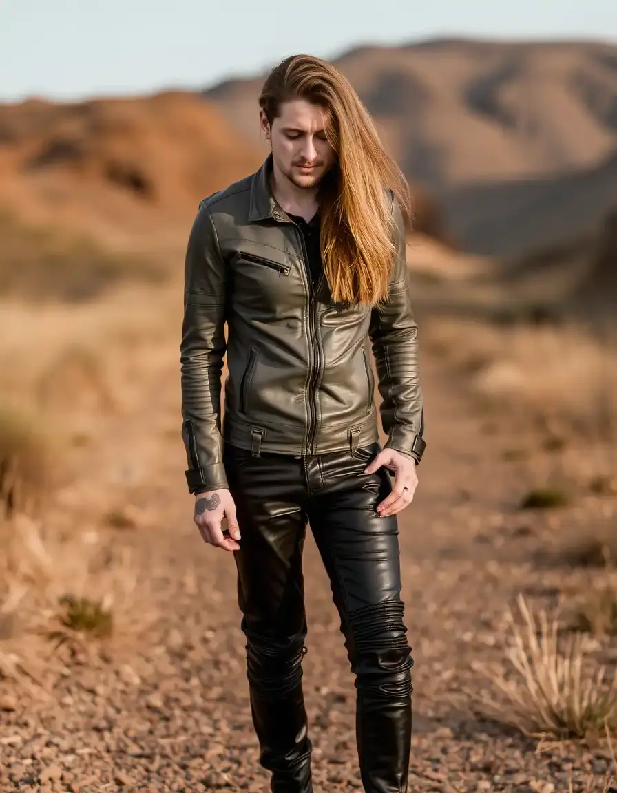 Pantalon de motard en cuir gris avec renforts