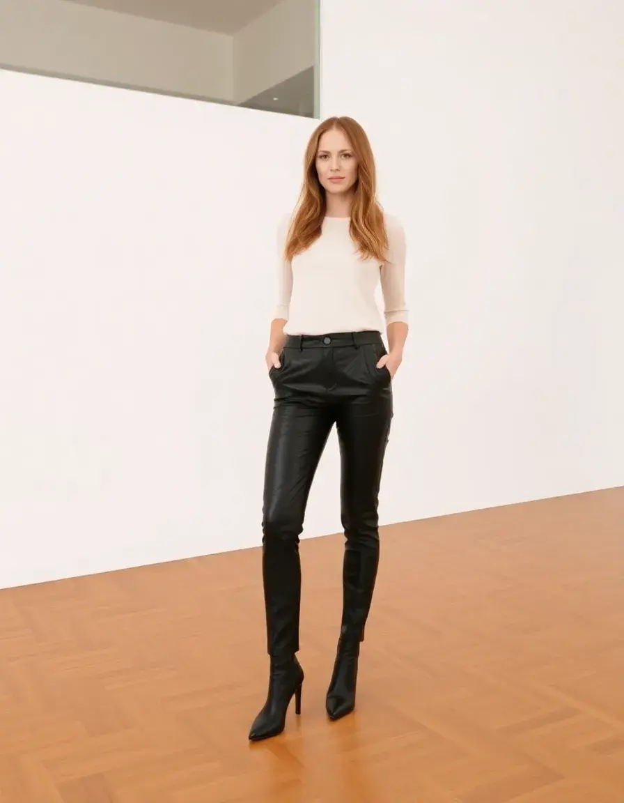 Pantalon simili cuir slim noir style moderne
