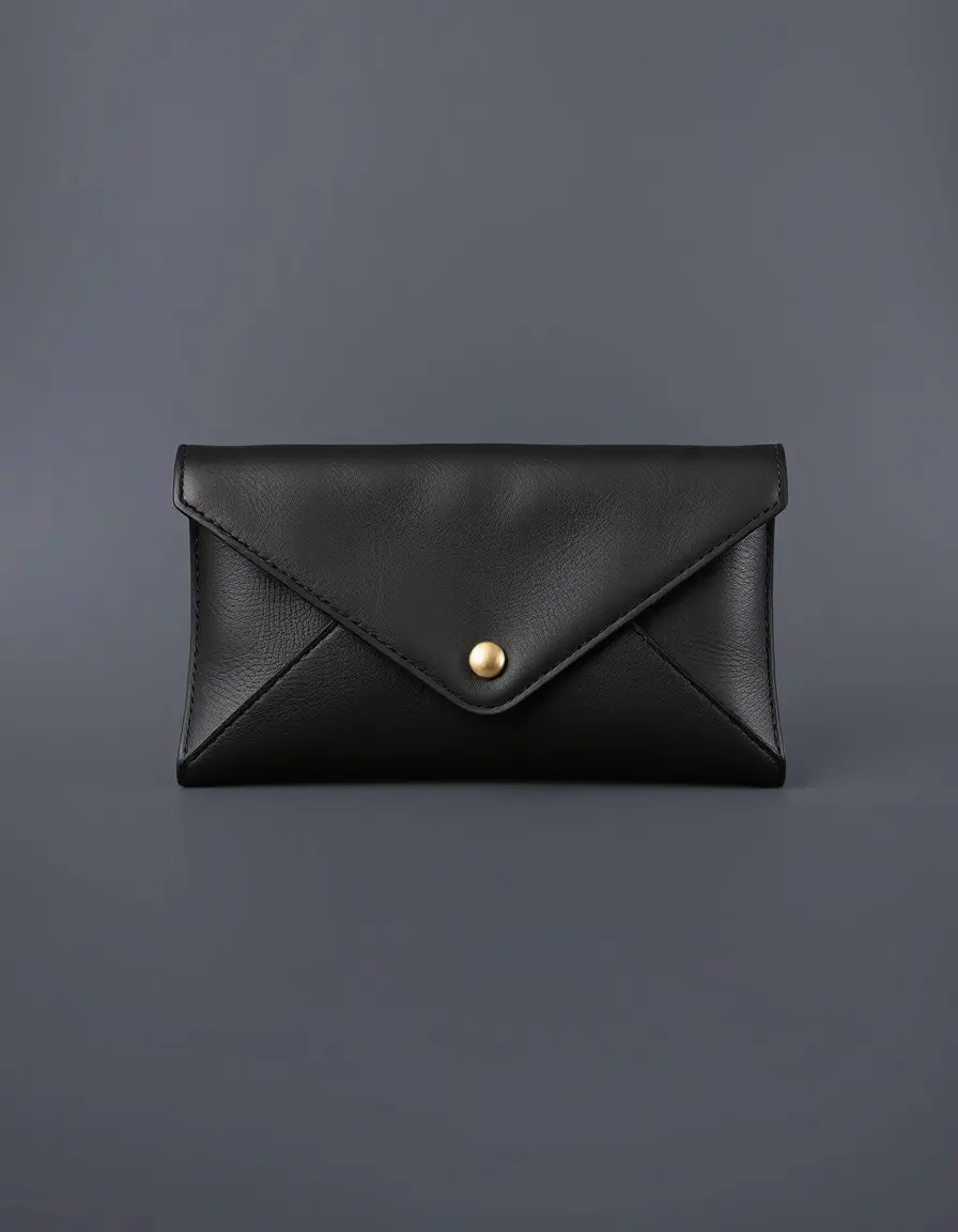 Pochette cuir homme noire style enveloppe élégante