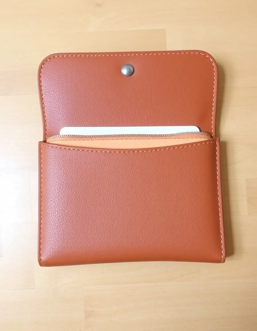 Portefeuille pochette en cuir fauve pour homme